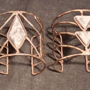 Elegant Gold and White Cuff Bracelet Set